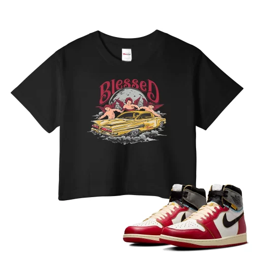 TeeVivo Crop Top Match Air Jordan 1 Retro High Union LA Chicago Shadow Blessed – Air Jordan 1 Crop Top, AJ1 Crop Top