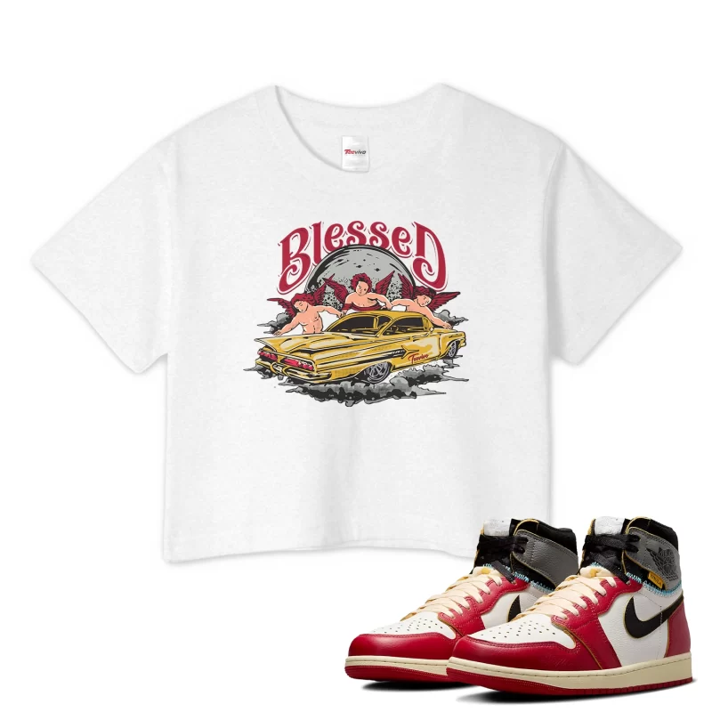 TeeVivo Crop Top Match Air Jordan 1 Retro High Union LA Chicago Shadow Blessed – Air Jordan 1 Crop Top, AJ1 Crop Top
