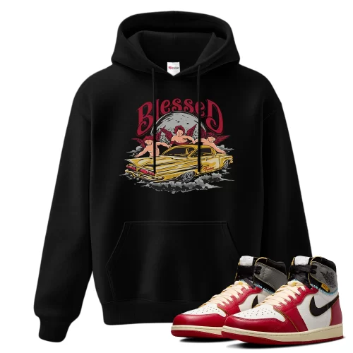 TeeVivo Hoodie Match Air Jordan 1 Retro High Union LA Chicago Shadow Blessed – Air Jordan 1 Hoodie, AJ1 Hoodie