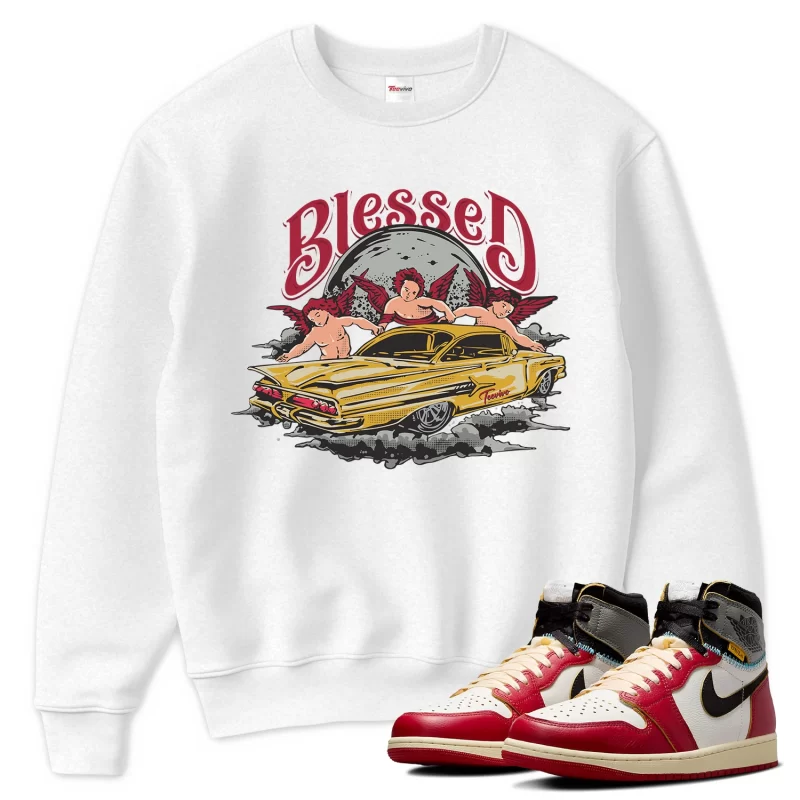 TeeVivo Sweatshirt Match Air Jordan 1 Retro High Union LA Chicago Shadow Blessed – Air Jordan 1 Sweatshirt, AJ1 Sweatshirt