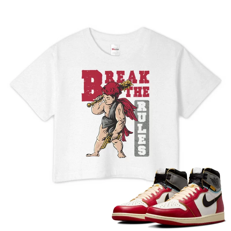 TeeVivo Crop Top Match Air Jordan 1 Retro High Union LA Chicago Shadow Break the rules – Air Jordan 1 Crop Top, AJ1 Crop Top
