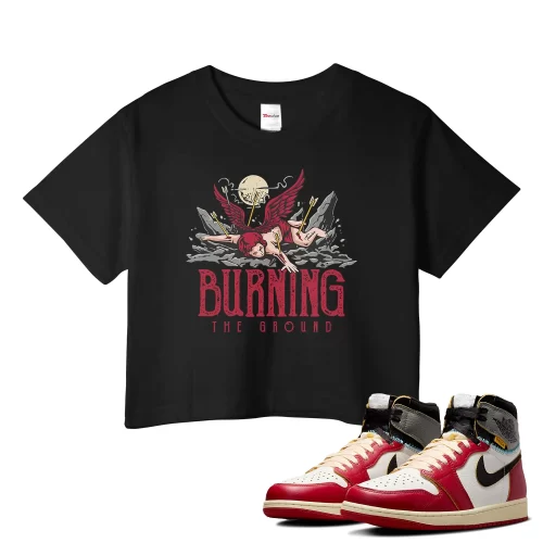 TeeVivo Crop Top Match Air Jordan 1 Retro High Union LA Chicago Shadow Burning the ground – Air Jordan 1 Crop Top, AJ1 Crop Top