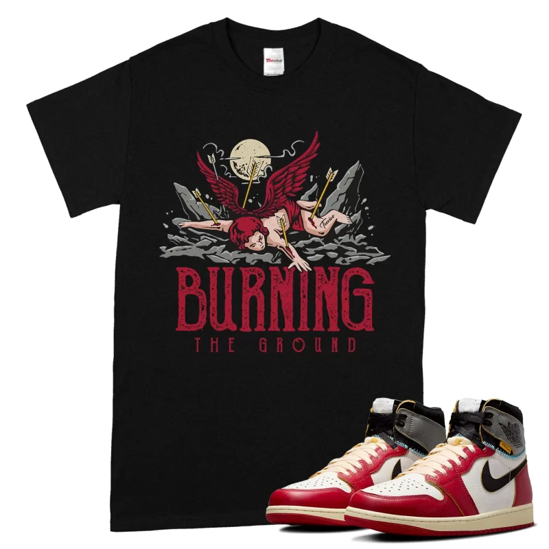 TeeVivo T-Shirt Match Air Jordan 1 Retro High Union LA Chicago Shadow Burning the ground – Air Jordan 1 Shirt, AJ1 Shirt