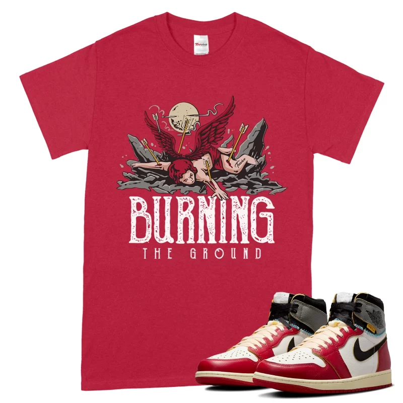 TeeVivo T-Shirt Match Air Jordan 1 Retro High Union LA Chicago Shadow Burning the ground – Air Jordan 1 Shirt, AJ1 Shirt