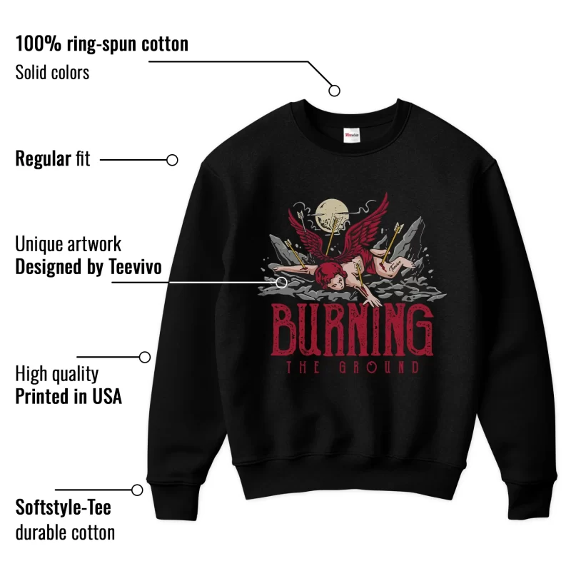 TeeVivo Sweatshirt Match Air Jordan 1 Retro High Union LA Chicago Shadow Burning the ground – Air Jordan 1 Sweatshirt, AJ1 Sweatshirt