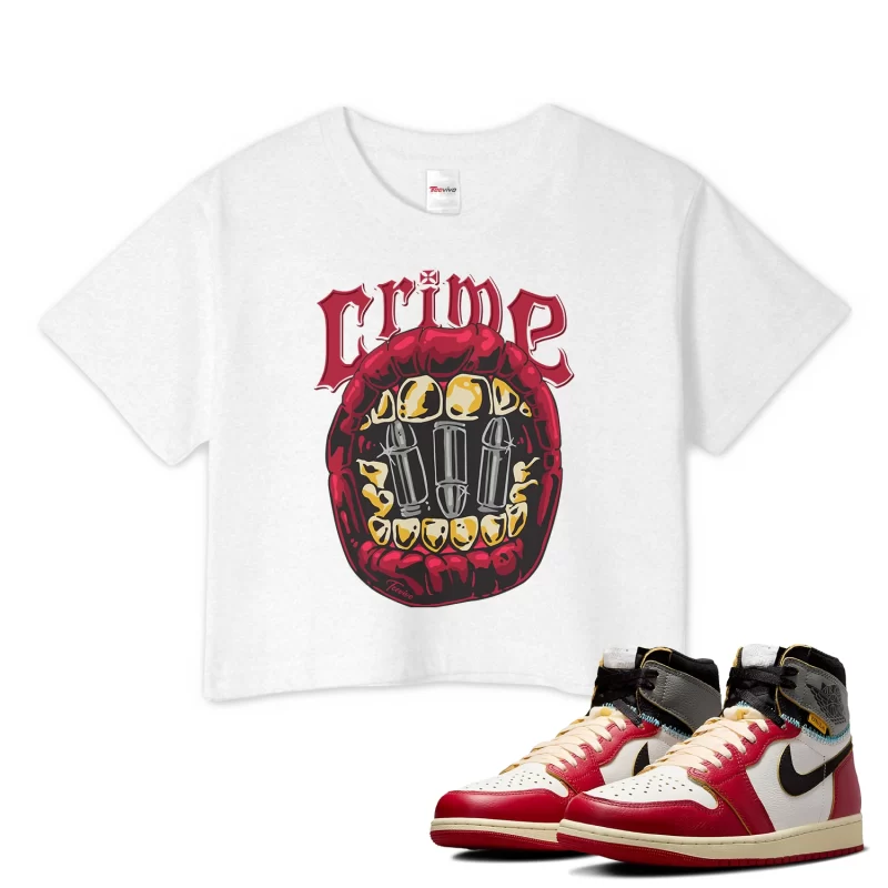 TeeVivo Crop Top Match Air Jordan 1 Retro High Union LA Chicago Shadow Crime – Air Jordan 1 Crop Top, AJ1 Crop Top