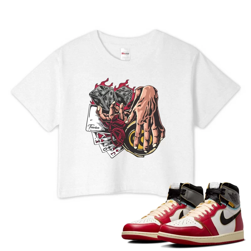 TeeVivo Crop Top Match Air Jordan 1 Retro High Union LA Chicago Shadow Gambling – Air Jordan 1 Crop Top, AJ1 Crop Top