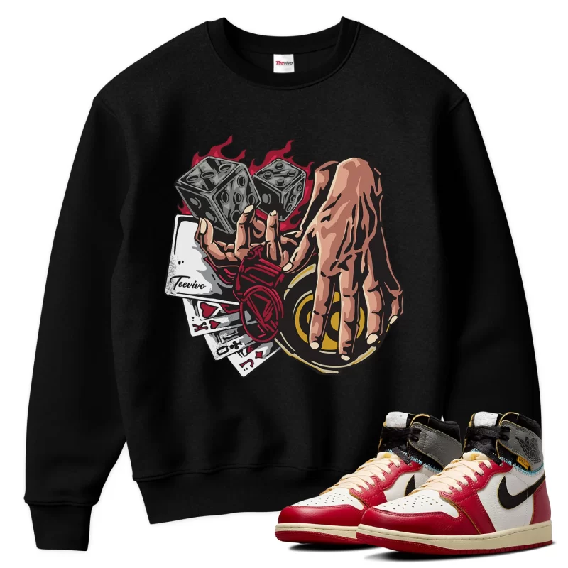 TeeVivo Sweatshirt Match Air Jordan 1 Retro High Union LA Chicago Shadow Gambling – Air Jordan 1 Sweatshirt, AJ1 Sweatshirt