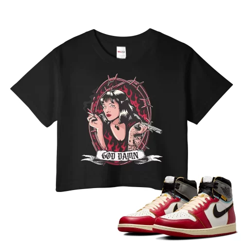 TeeVivo Crop Top Match Air Jordan 1 Retro High Union LA Chicago Shadow God Daaamn – Air Jordan 1 Crop Top, AJ1 Crop Top