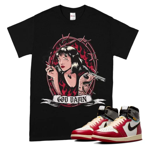 TeeVivo T-Shirt Match Air Jordan 1 Retro High Union LA Chicago Shadow God Daaamn – Air Jordan 1 Shirt, AJ1 Shirt