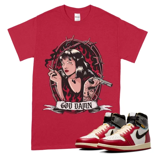 TeeVivo T-Shirt Match Air Jordan 1 Retro High Union LA Chicago Shadow God Daaamn – Air Jordan 1 Shirt, AJ1 Shirt