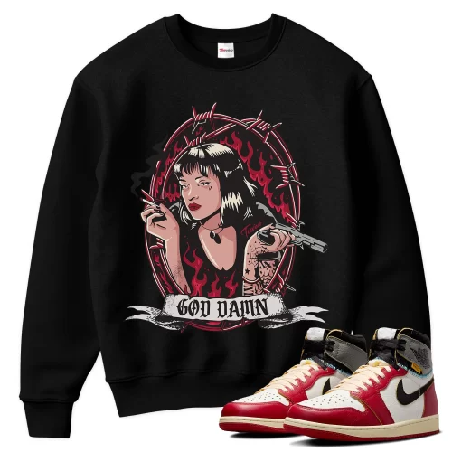 TeeVivo Sweatshirt Match Air Jordan 1 Retro High Union LA Chicago Shadow God Daaamn – Air Jordan 1 Sweatshirt, AJ1 Sweatshirt