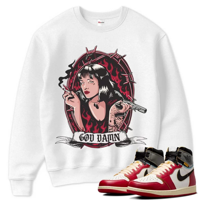 TeeVivo Sweatshirt Match Air Jordan 1 Retro High Union LA Chicago Shadow God Daaamn – Air Jordan 1 Sweatshirt, AJ1 Sweatshirt