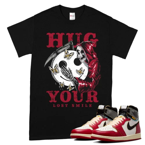 TeeVivo T-Shirt Match Air Jordan 1 Retro High Union LA Chicago Shadow Hug your lost smile – Air Jordan 1 Shirt, AJ1 Shirt