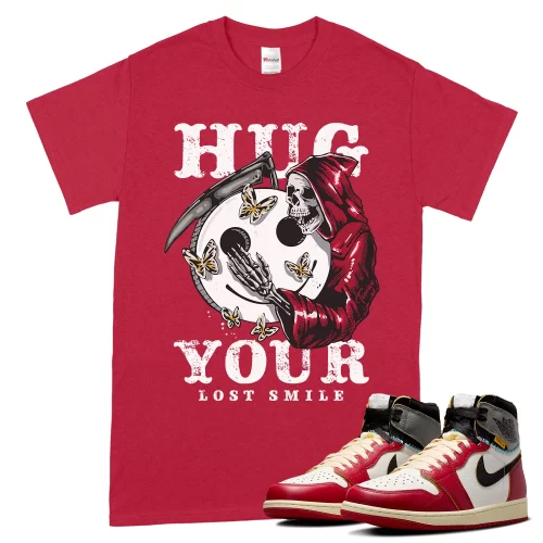 TeeVivo T-Shirt Match Air Jordan 1 Retro High Union LA Chicago Shadow Hug your lost smile – Air Jordan 1 Shirt, AJ1 Shirt