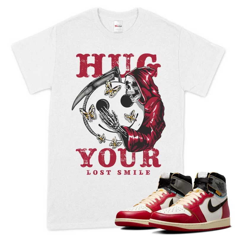 TeeVivo T-Shirt Match Air Jordan 1 Retro High Union LA Chicago Shadow Hug your lost smile – Air Jordan 1 Shirt, AJ1 Shirt