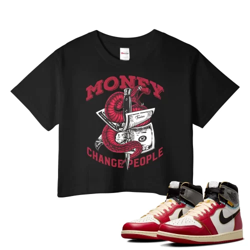 TeeVivo Crop Top Match Air Jordan 1 Retro High Union LA Chicago Shadow Money change people – Air Jordan 1 Crop Top, AJ1 Crop Top