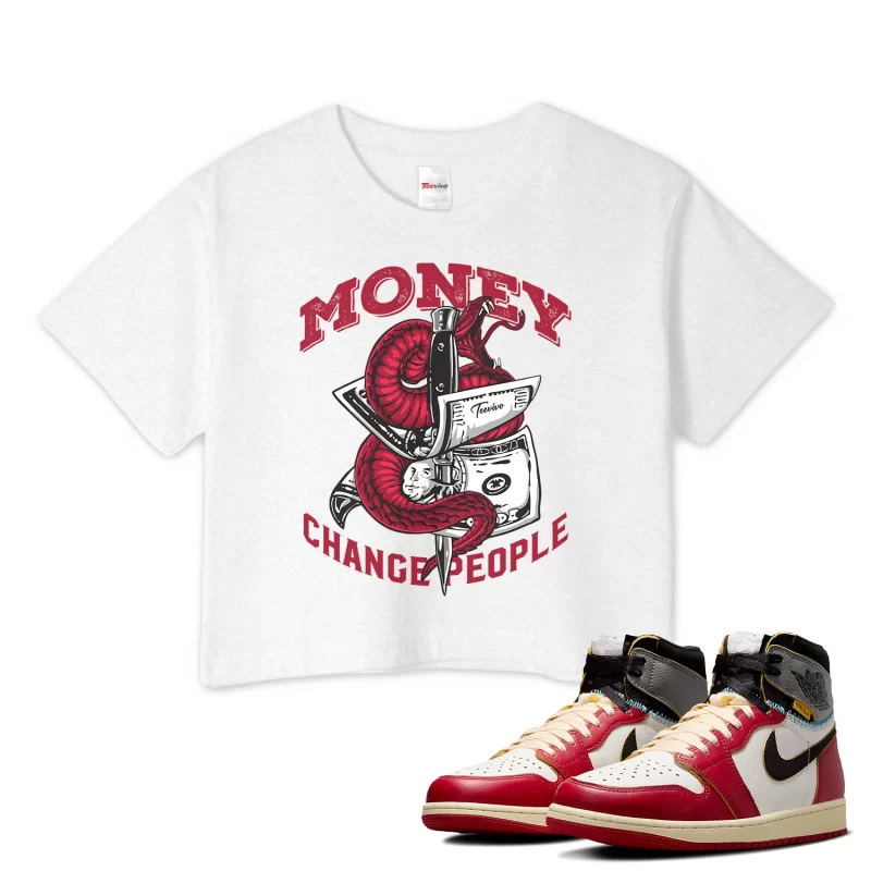 TeeVivo Crop Top Match Air Jordan 1 Retro High Union LA Chicago Shadow Money change people – Air Jordan 1 Crop Top, AJ1 Crop Top