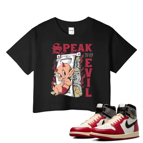 TeeVivo Crop Top Match Air Jordan 1 Retro High Union LA Chicago Shadow Speak no evil – Air Jordan 1 Crop Top, AJ1 Crop Top