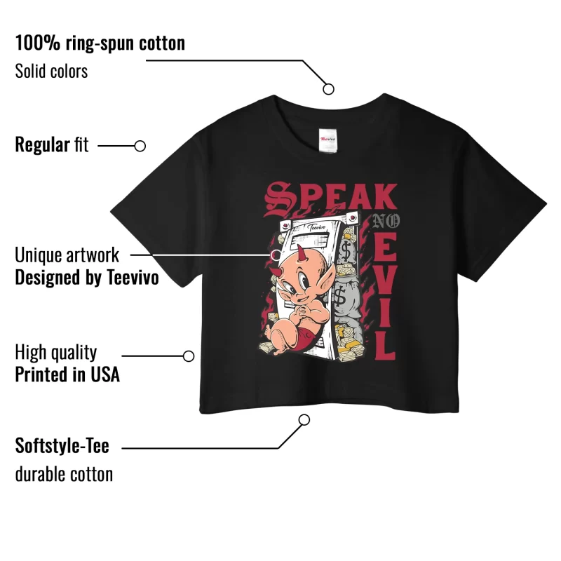 TeeVivo Crop Top Match Air Jordan 1 Retro High Union LA Chicago Shadow Speak no evil – Air Jordan 1 Crop Top, AJ1 Crop Top