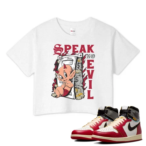 TeeVivo Crop Top Match Air Jordan 1 Retro High Union LA Chicago Shadow Speak no evil – Air Jordan 1 Crop Top, AJ1 Crop Top