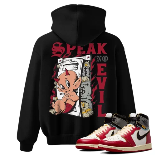 TeeVivo Hoodie Match Air Jordan 1 Retro High Union LA Chicago Shadow Speak no evil – Air Jordan 1 Hoodie, AJ1 Hoodie