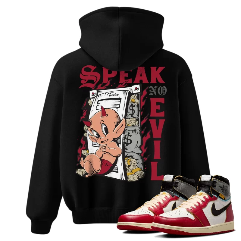 TeeVivo Hoodie Match Air Jordan 1 Retro High Union LA Chicago Shadow Speak no evil – Air Jordan 1 Hoodie, AJ1 Hoodie