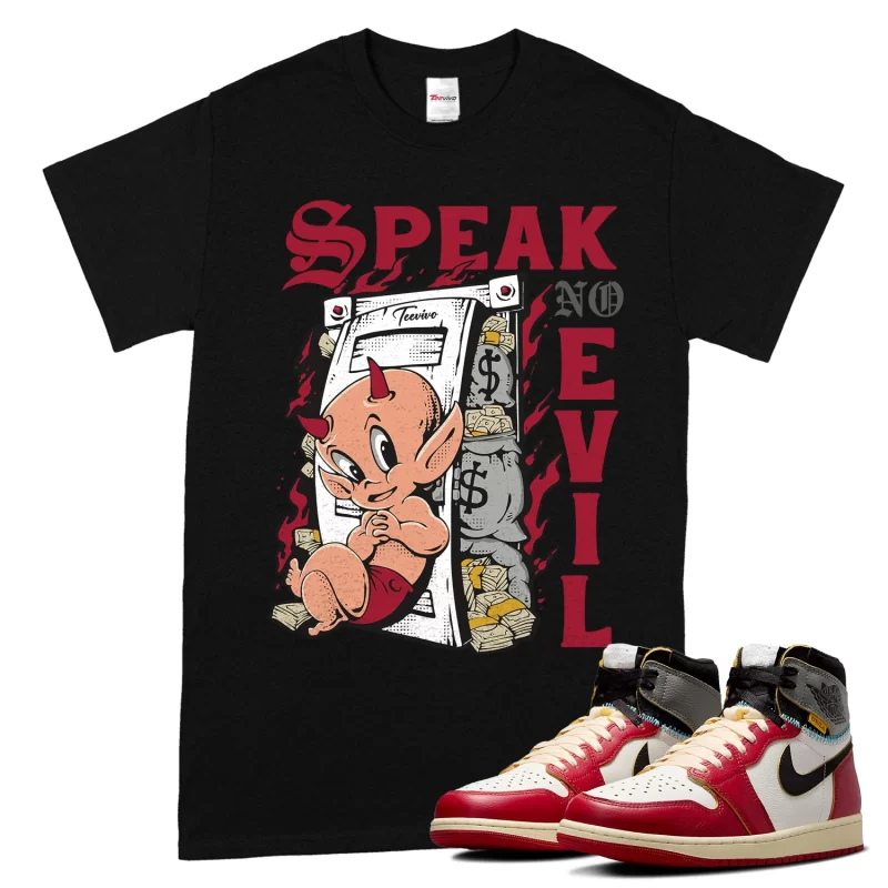 TeeVivo T-Shirt Match Air Jordan 1 Retro High Union LA Chicago Shadow Speak no evil – Air Jordan 1 Shirt, AJ1 Shirt
