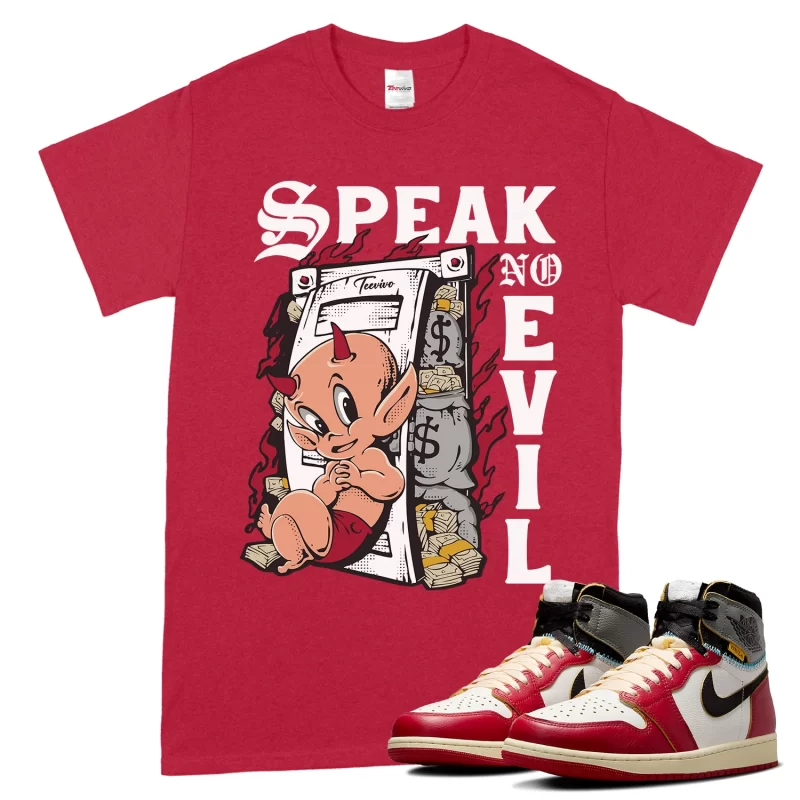 TeeVivo T-Shirt Match Air Jordan 1 Retro High Union LA Chicago Shadow Speak no evil – Air Jordan 1 Shirt, AJ1 Shirt