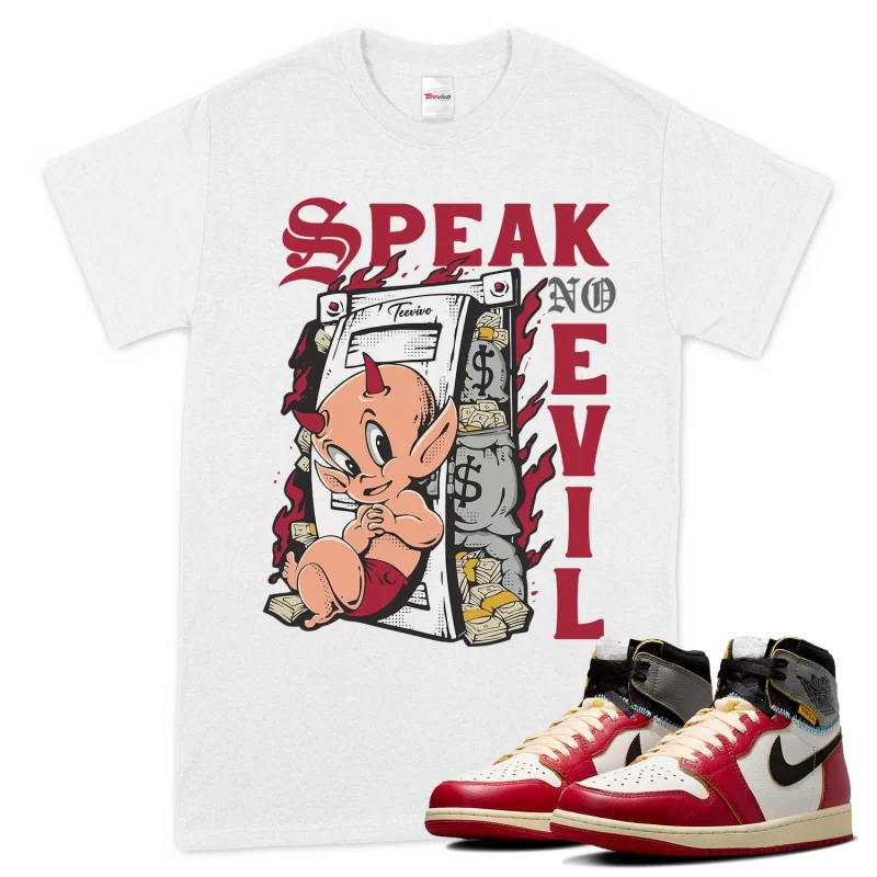 TeeVivo T-Shirt Match Air Jordan 1 Retro High Union LA Chicago Shadow Speak no evil – Air Jordan 1 Shirt, AJ1 Shirt