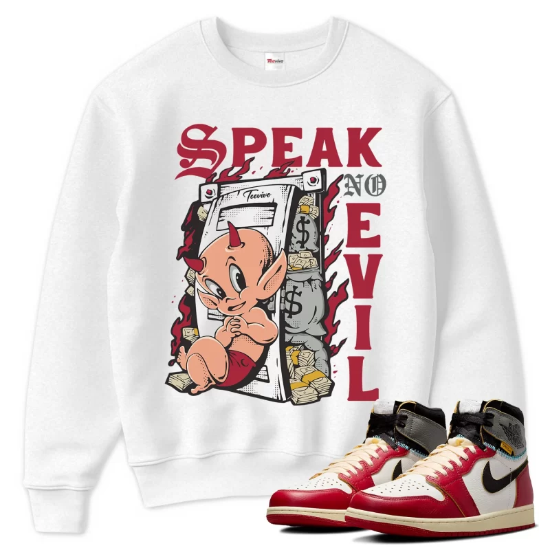 TeeVivo Sweatshirt Match Air Jordan 1 Retro High Union LA Chicago Shadow Speak no evil – Air Jordan 1 Sweatshirt, AJ1 Sweatshirt