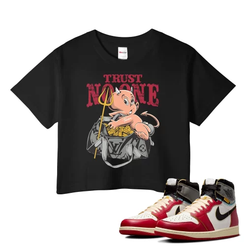 TeeVivo Crop Top Match Air Jordan 1 Retro High Union LA Chicago Shadow Trust no one – Air Jordan 1 Crop Top, AJ1 Crop Top
