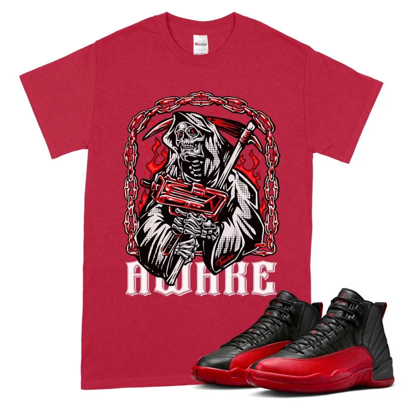 TeeVivo Air Jordan 12 Retro Flu Game T-Shirt Match Awake Graphic CT8013-002
