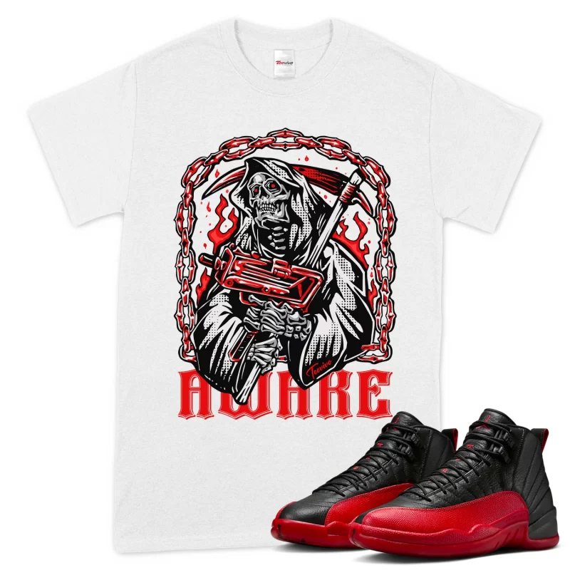 TeeVivo Air Jordan 12 Retro Flu Game T-Shirt Match Awake Graphic CT8013-002