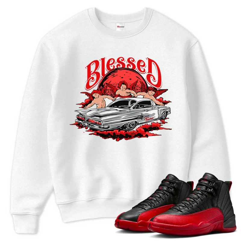 TeeVivo Air Jordan 12 Retro Flu Game Sweatshirt Match Blessed Graphic CT8013-002