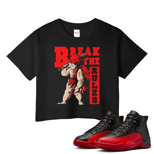 TeeVivo Air Jordan 12 Retro Flu Game Crop Top Match Break the rules Graphic CT8013-002