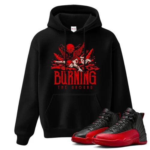 TeeVivo Air Jordan 12 Retro Flu Game Hoodie Match Burning the ground Graphic CT8013-002