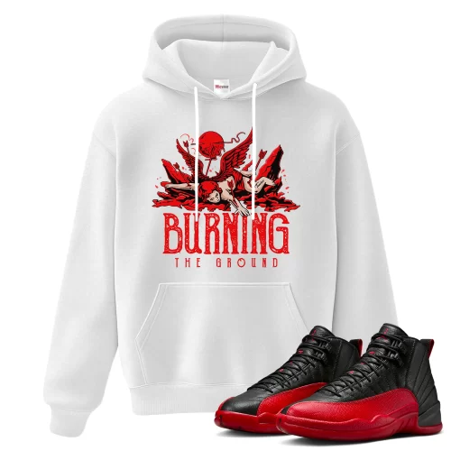 TeeVivo Air Jordan 12 Retro Flu Game Hoodie Match Burning the ground Graphic CT8013-002