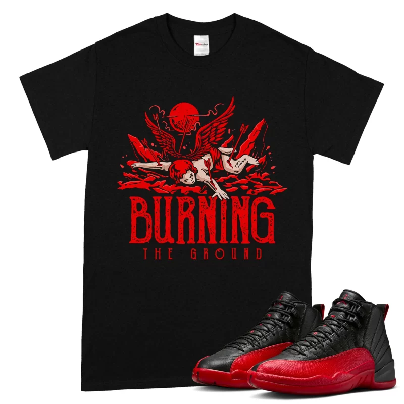 TeeVivo Air Jordan 12 Retro Flu Game T-Shirt Match Burning the ground Graphic CT8013-002