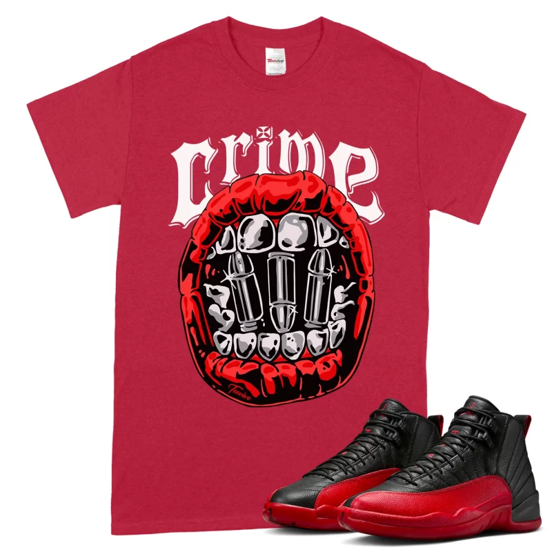 TeeVivo Air Jordan 12 Retro Flu Game T-Shirt Match Crime Graphic CT8013-002