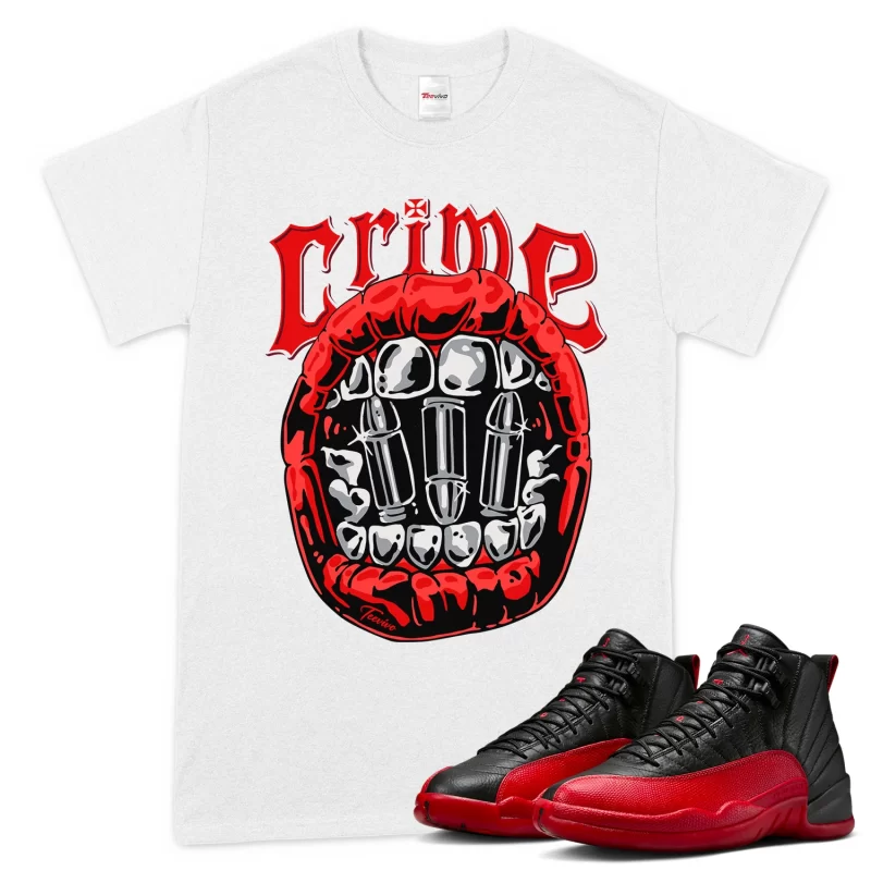 TeeVivo Air Jordan 12 Retro Flu Game T-Shirt Match Crime Graphic CT8013-002