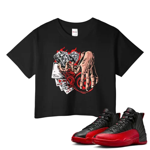 TeeVivo Air Jordan 12 Retro Flu Game Crop Top Match Gambling Graphic CT8013-002