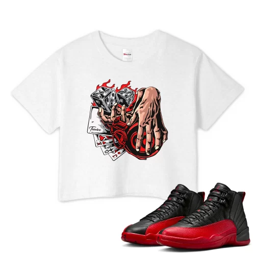 TeeVivo Air Jordan 12 Retro Flu Game Crop Top Match Gambling Graphic CT8013-002