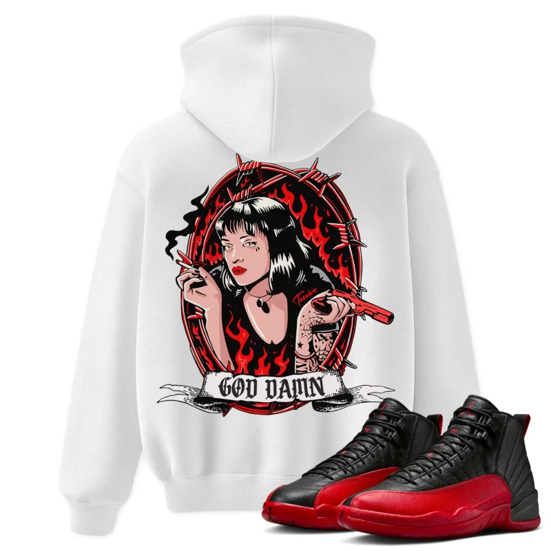 TeeVivo Air Jordan 12 Retro Flu Game Hoodie Match God Daaamn Graphic CT8013-002