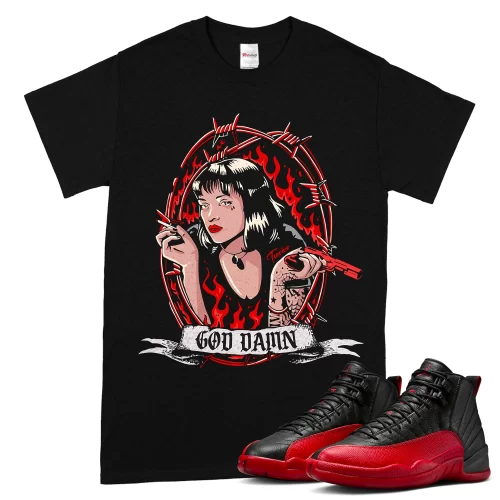 TeeVivo Air Jordan 12 Retro Flu Game T-Shirt Match God Daaamn Graphic CT8013-002