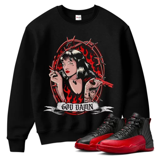 TeeVivo Air Jordan 12 Retro Flu Game Sweatshirt Match God Daaamn Graphic CT8013-002