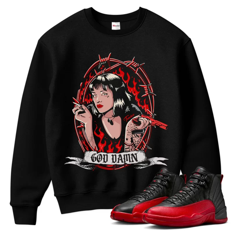 TeeVivo Air Jordan 12 Retro Flu Game Sweatshirt Match God Daaamn Graphic CT8013-002