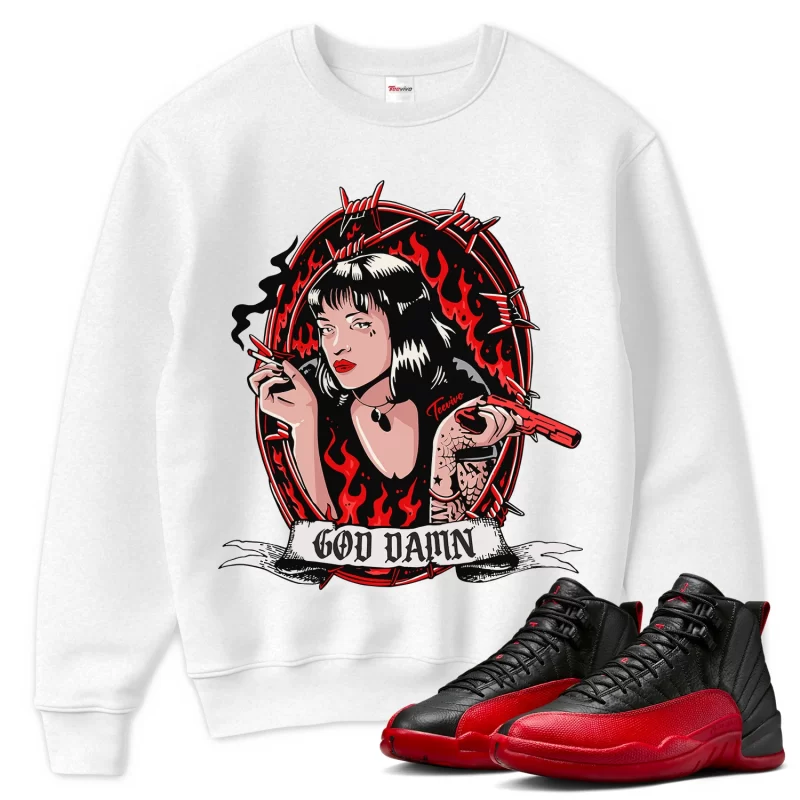 TeeVivo Air Jordan 12 Retro Flu Game Sweatshirt Match God Daaamn Graphic CT8013-002