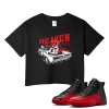 TeeVivo Air Jordan 12 Retro Flu Game Crop Top Match Heaven vibes Graphic CT8013-002