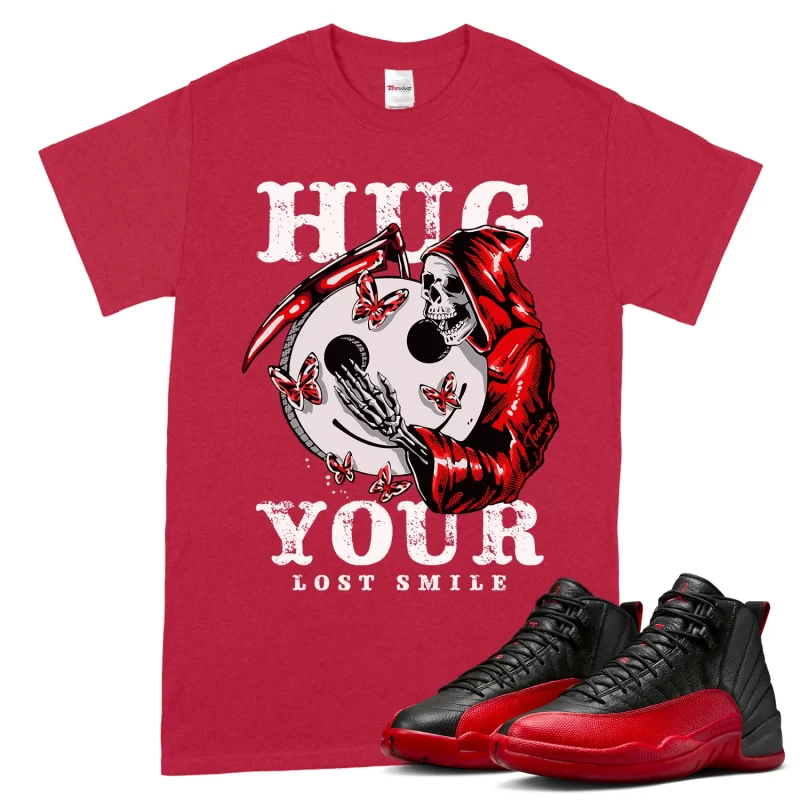 TeeVivo Air Jordan 12 Retro Flu Game T-Shirt Match Hug your lost smile Graphic CT8013-002